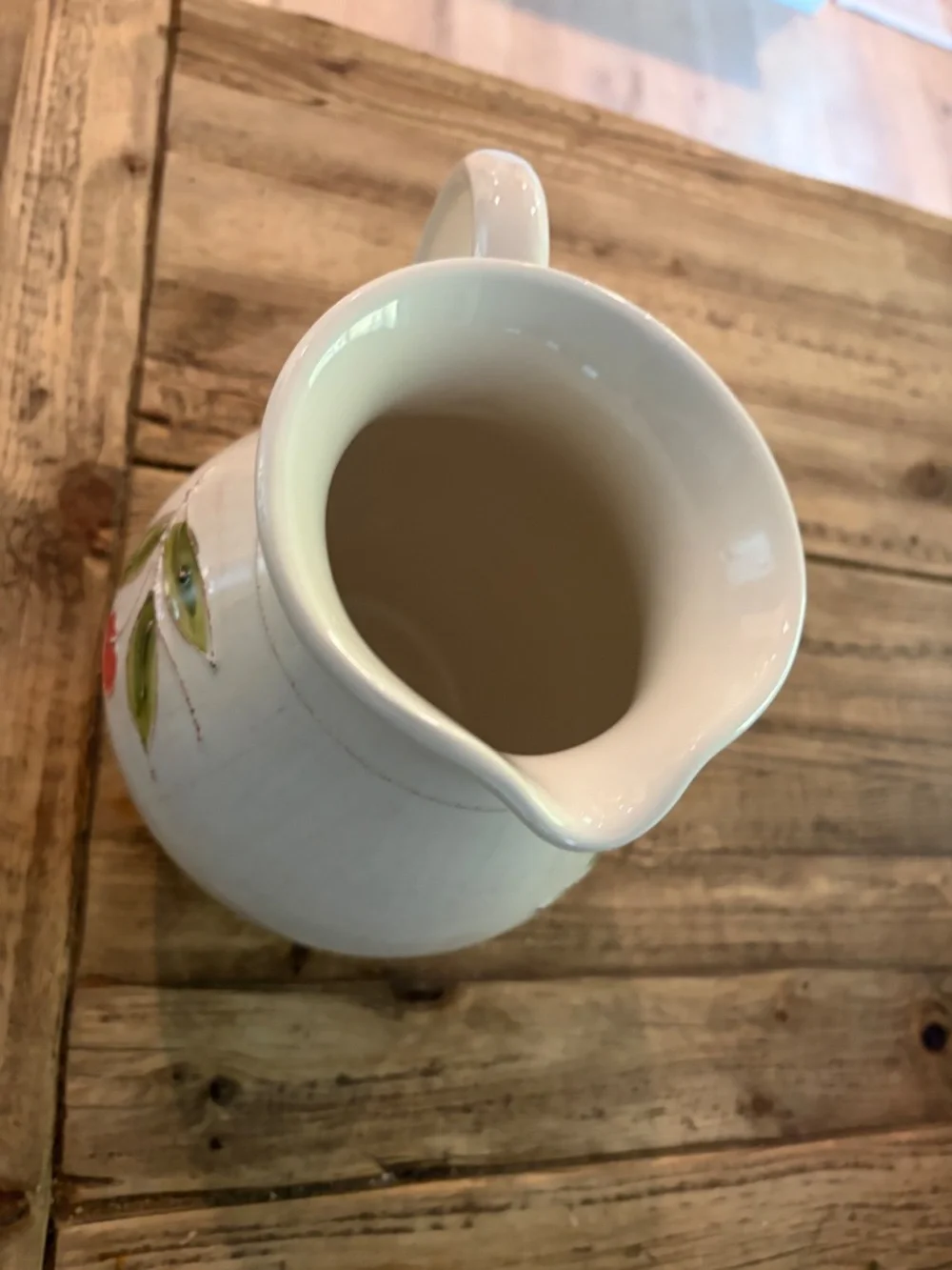 Crate and Barrel Ceramic Water Juice Pitcher CHERRY MADE IN ITALY